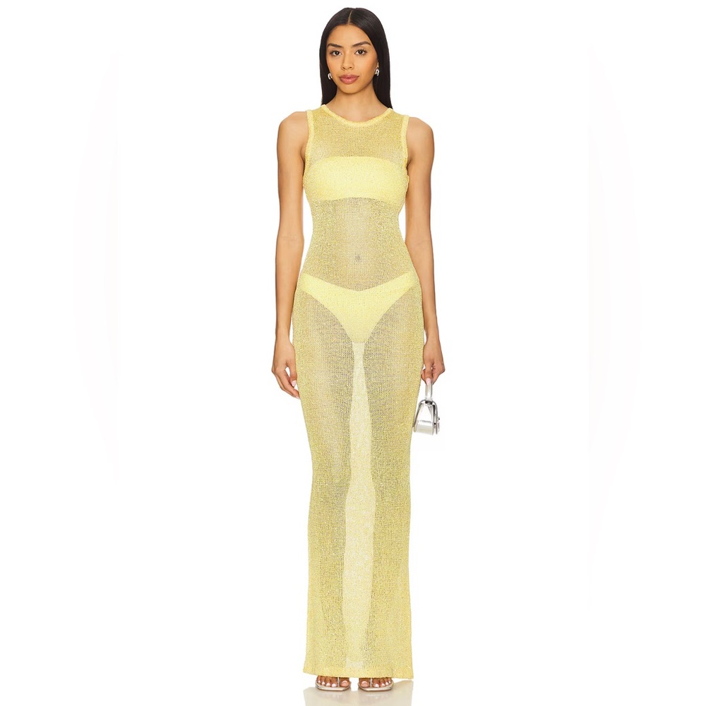 superdown Lemon Sheer Knit Maxi Dress